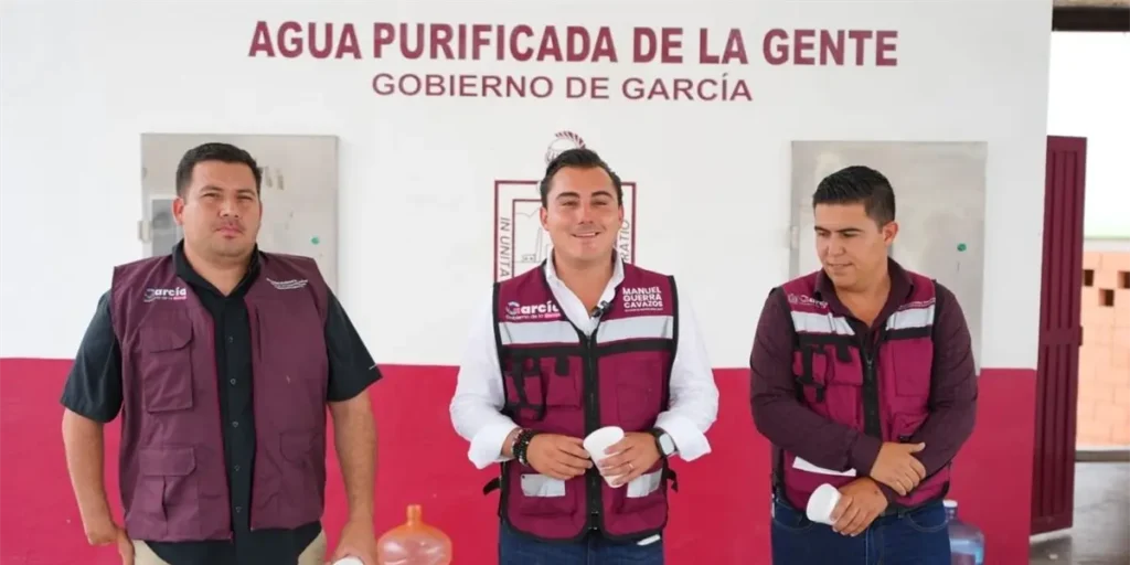 El alcalde Manuel Guerra Cavazos garantiza agua de calidad en García con su nueva planta potabilizadora en Villas de Álcali.