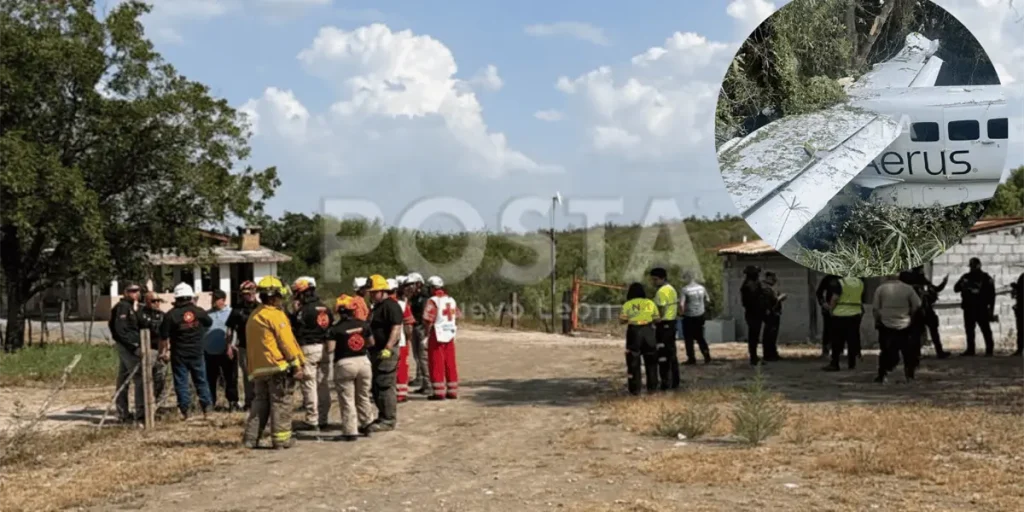 Tres tripulantes resultaron heridos en un accidente de avioneta en Pesquería, y fueron hospitalizados de urgencia.